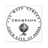  wereld Wereldbol lithografie BW Naam Adres Zelfinktende Stempel (Design)