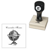  wereld Wereldbol lithografie tekening bw naam Rubberstempel (Gestempeld)