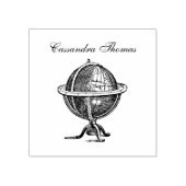 wereld Wereldbol lithografie tekening bw naam Rubberstempel (Afrduk)