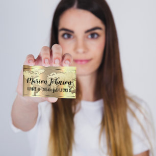 Wereld Wereldbol Map Travel Agency Gold Roos Gold Visitekaartje