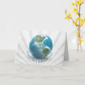 wereld wereldbol met wolkenverjaardag kaart (Gele Bloem)