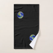 Wereld Wereldbol & Tekst op Zwarte Badhanddoek Set Bad Handdoek (Handdoek)