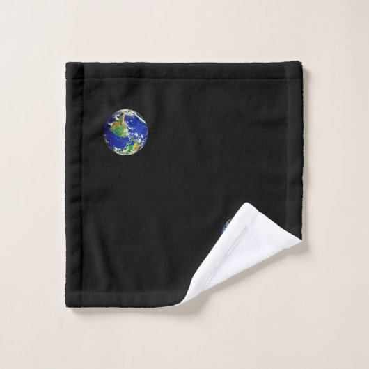 Wereld Wereldbol & Tekst op Zwarte Badhanddoek Set Bad Handdoek (Wasdoekje)