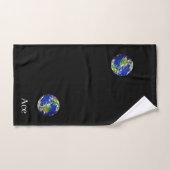 Wereld Wereldbol & Tekst op Zwarte Badhanddoek Set Bad Handdoek (Handdoek)