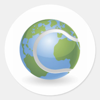 Wereld wereldbol tennisbal concept ronde sticker
