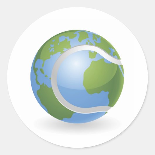 Wereld wereldbol tennisbal concept ronde sticker (Voorkant)