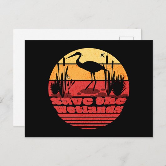 Wereld Wetlands Dag Retro Sunset Briefkaart (Voorkant / Achterkant)