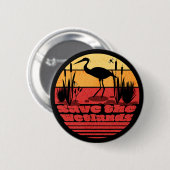 Wereld Wetlands Dag Retro Sunset Ronde Button 5,7 Cm (Voorkant /achterkant)