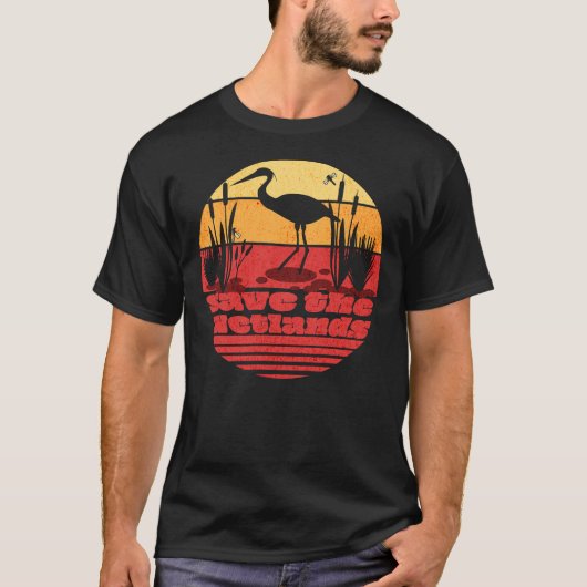 Wereld Wetlands Dag Retro Sunset T-shirt (Voorkant)