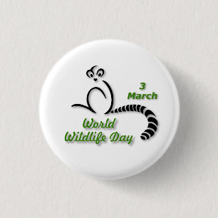 Wereld Wilde Dieren Dag 3 maart Ronde Button 3,2 Cm