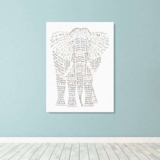 Wereld woord Aziatische olifant uitgerekt canvas P (Insitu (Houten vloer))