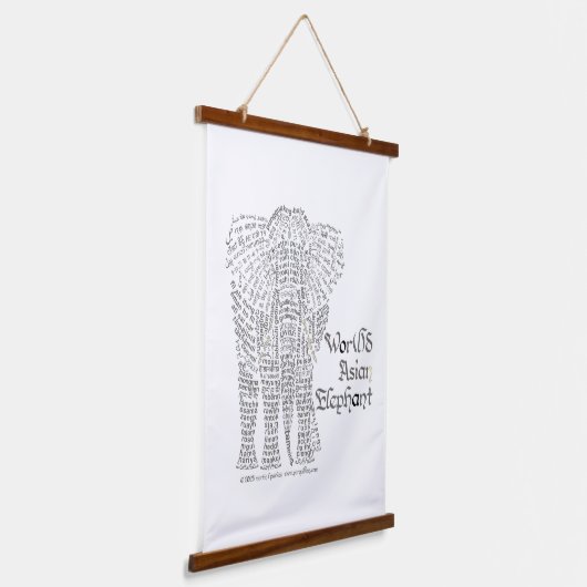 Wereld woord Aziatische olifant wandtapijt Hangend Wandkleed (Gebogen)