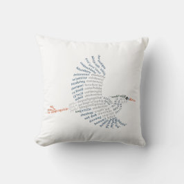 Wereld Woord Blauw Heron Kussen