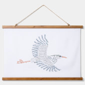 Wereld Woord Blauw Heron Tapestry Hangend Wandkleed (Voorkant)