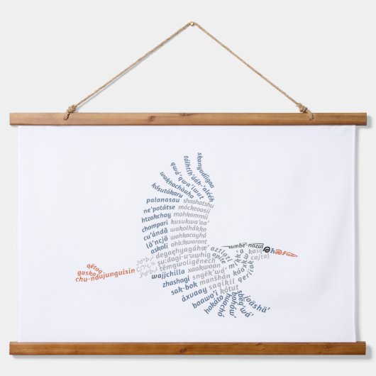 Wereld Woord Blauw Heron Tapestry Hangend Wandkleed (Voorkant)