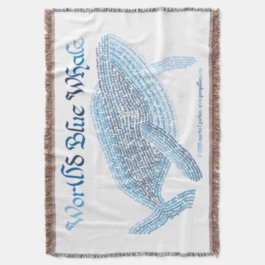 Wereld woord blauwe vinvis gooi deken (Voorkant Verticaal)