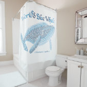 Wereld Woord Blauwe Walvis Douchegordijn (In situ)