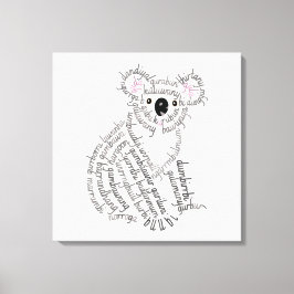 Wereld woord koala canvas afdrukken