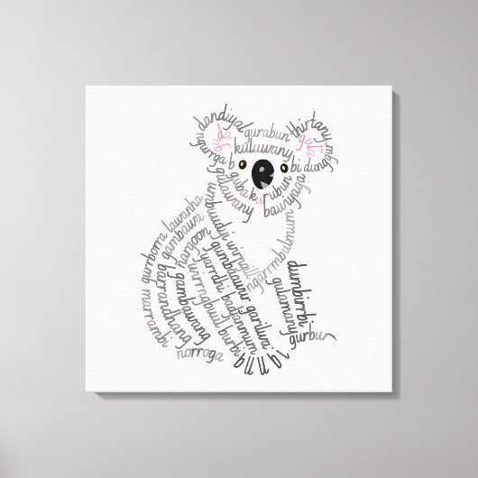 Wereld woord koala canvas afdrukken (Voorkant)