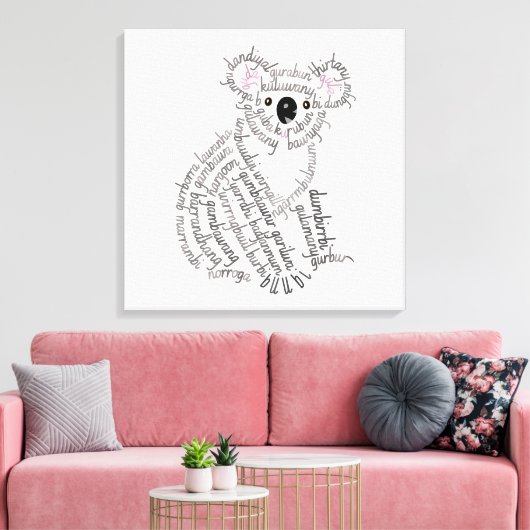 Wereld woord koala canvas afdrukken (Insitu (Woonkamer))