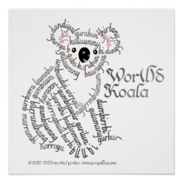 Wereld woord koala Poster