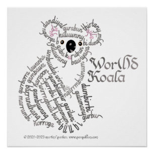 Wereld woord koala Poster