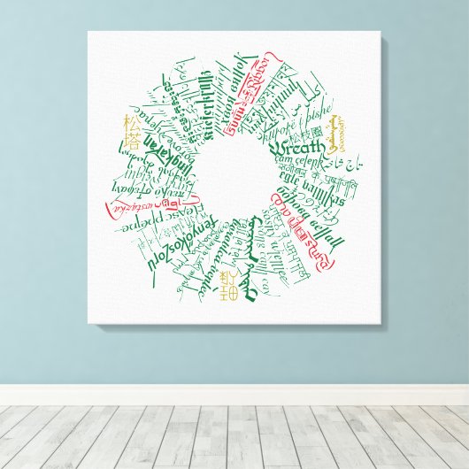 Wereld Woord Krans Canvas Print (Insitu (Houten vloer))