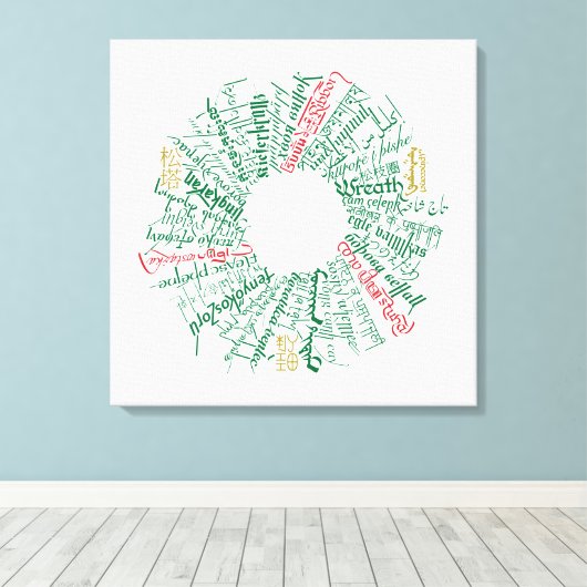 Wereld Woord Krans Canvas Print (Insitu (Houten vloer))