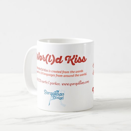 Wereld woord kus Mok (Voorkant links)