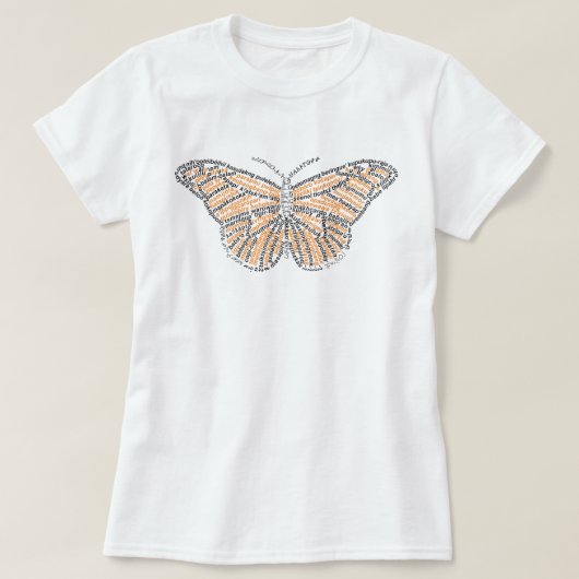 Wereld Woord Monarch Vlinder T-Shirt (Design voorkant)