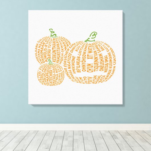 Wereld woord pompoenen canvas afdrukken (Insitu (Houten vloer))