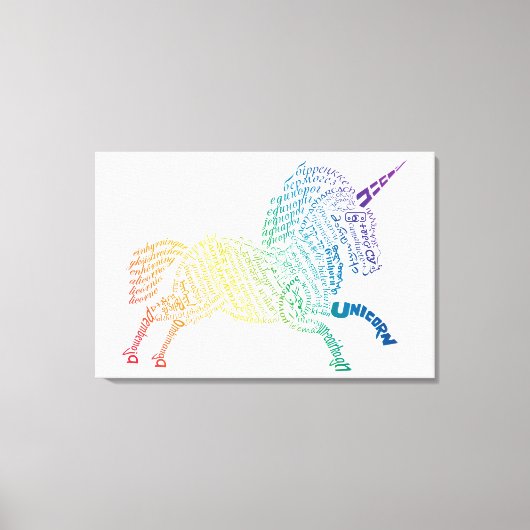 Wereld Woord Regenboog Eenhoorn Canvas Print (Voorkant)