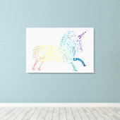 Wereld Woord Regenboog Eenhoorn Canvas Print (Insitu (Houten vloer))
