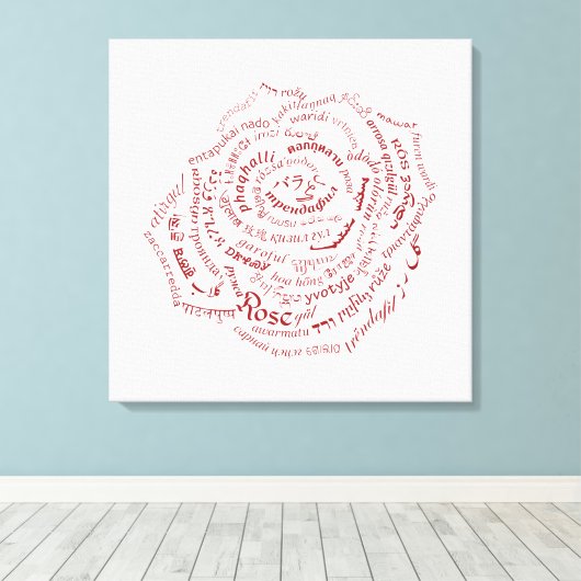 Wereld Woord Roos Canvas Print (Insitu (Houten vloer))