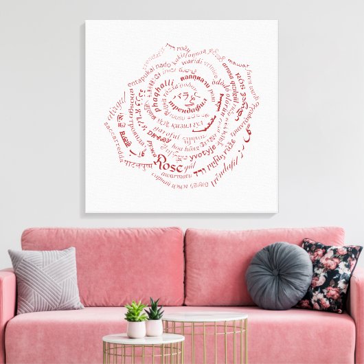 Wereld Woord Roos Canvas Print (Insitu (Woonkamer))