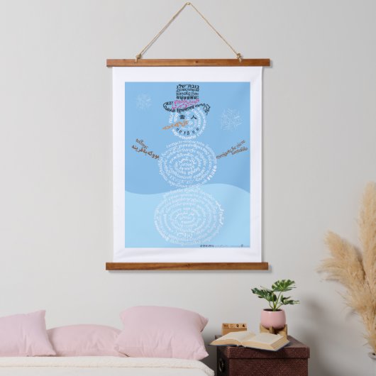 Wereld woord sneeuwman wandtapijt hangend wandkleed (Slaapkamer)