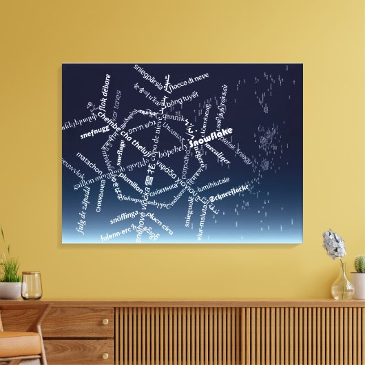 Wereld Woord Snowflake Canvas Print (Insitu (Woonkamer))