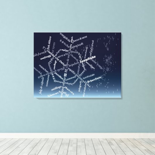 Wereld Woord Snowflake Canvas Print (Insitu (Houten vloer))