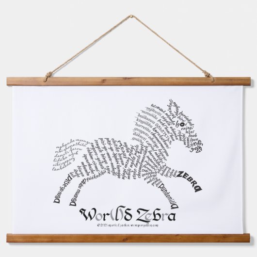 Wereld Woord Zebra Tapestry Hangend Wandkleed (Voorkant)