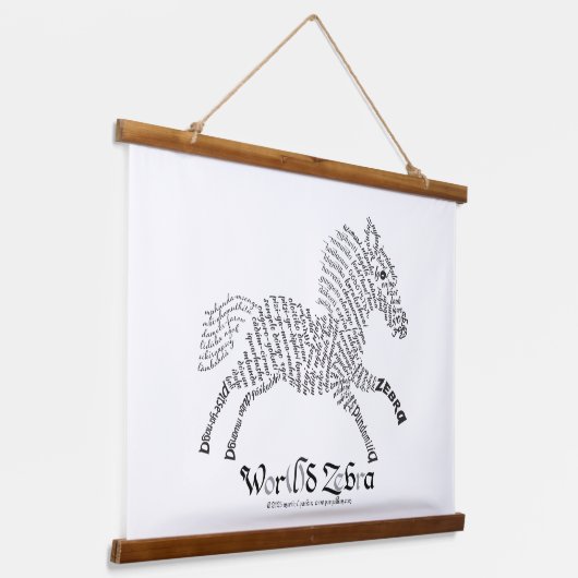 Wereld Woord Zebra Tapestry Hangend Wandkleed (Gebogen)