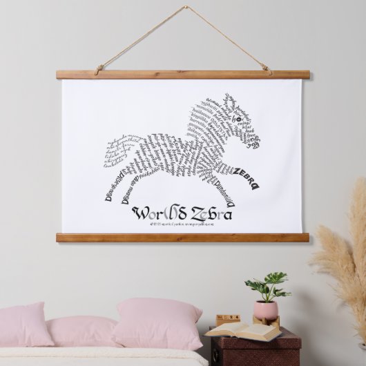 Wereld Woord Zebra Tapestry Hangend Wandkleed (Slaapkamer)