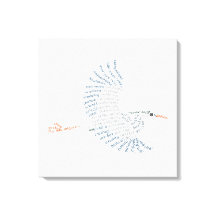 Wereld Word Blauw Heron Canvas Print