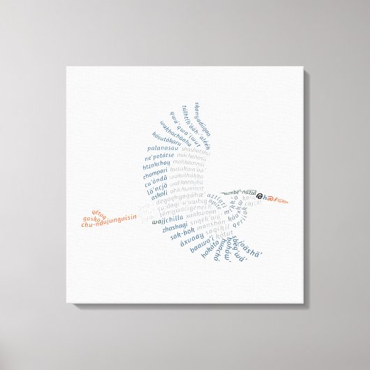 Wereld Word Blauw Heron Canvas Print (Voorkant)