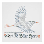 Wereld Word Blue Heron Poster (Voorkant)