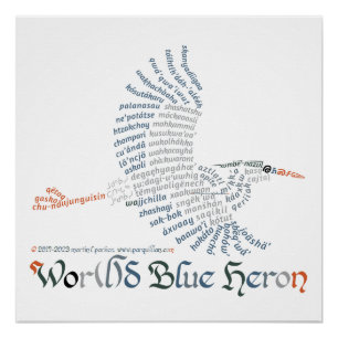 Wereld Word Blue Heron Poster