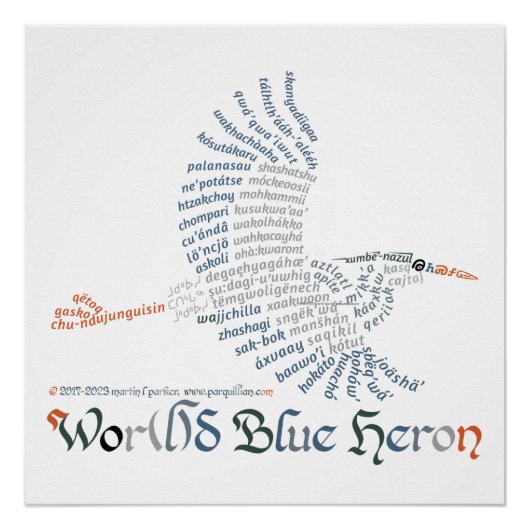 Wereld Word Blue Heron Poster (Voorkant)