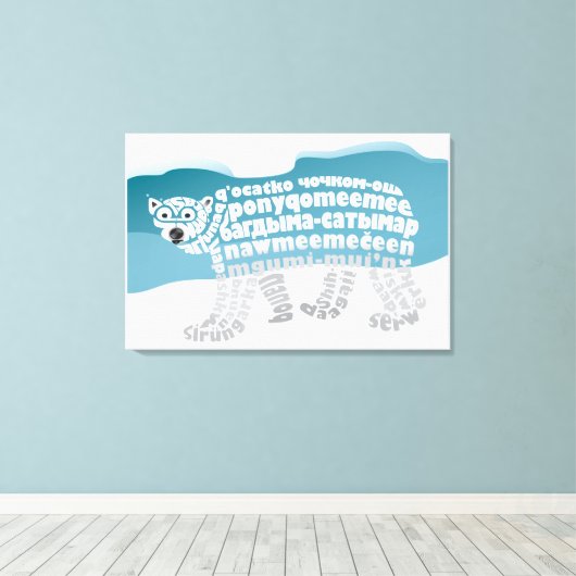 Wereld Word Polar Beer Canvas Print (Insitu (Houten vloer))