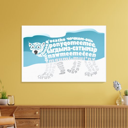Wereld Word Polar Beer Canvas Print (Insitu (Woonkamer))