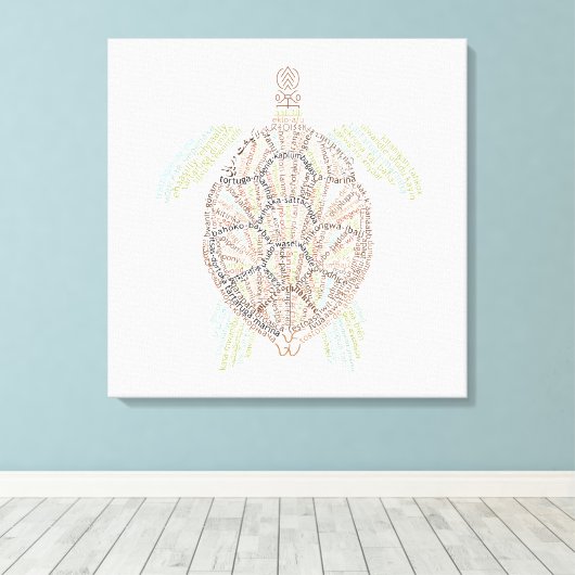 Wereld Word Zee Turtle Canvas Print (Insitu (Houten vloer))