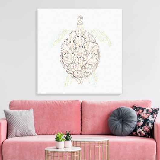 Wereld Word Zee Turtle Canvas Print (Insitu (Woonkamer))